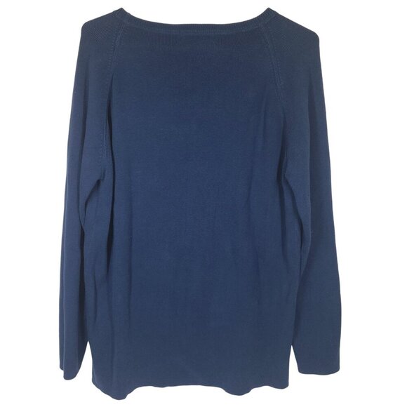 Rino Rossi Knit Sweater Blue Women's Large 100% Cotton Long Sleeve - Picture 5 of 14